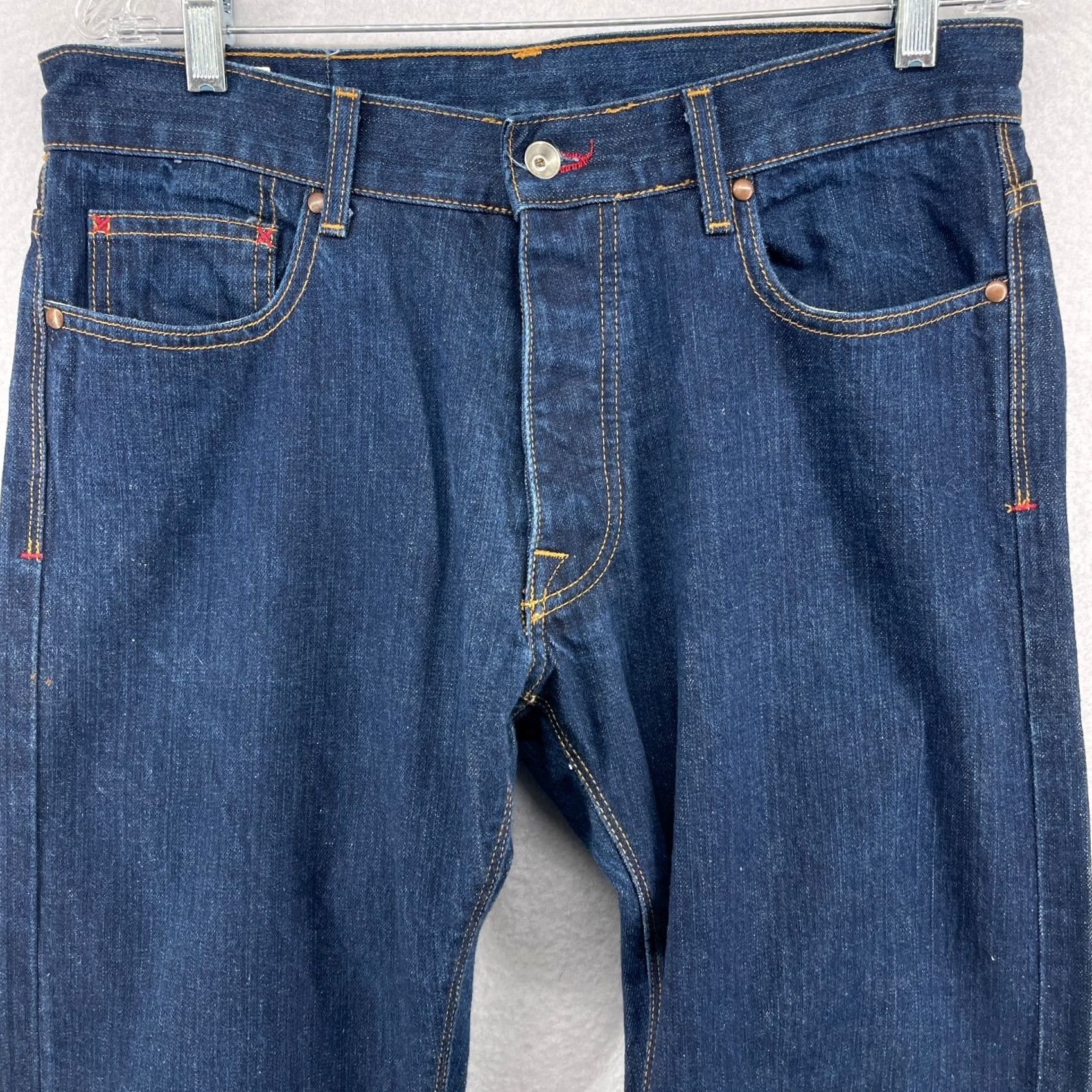 Vintage RIVI Jeans Mens 33 Straight Denim Cotton Blue Selvedge Button Fly USA Size US 33 - 5 Thumbnail