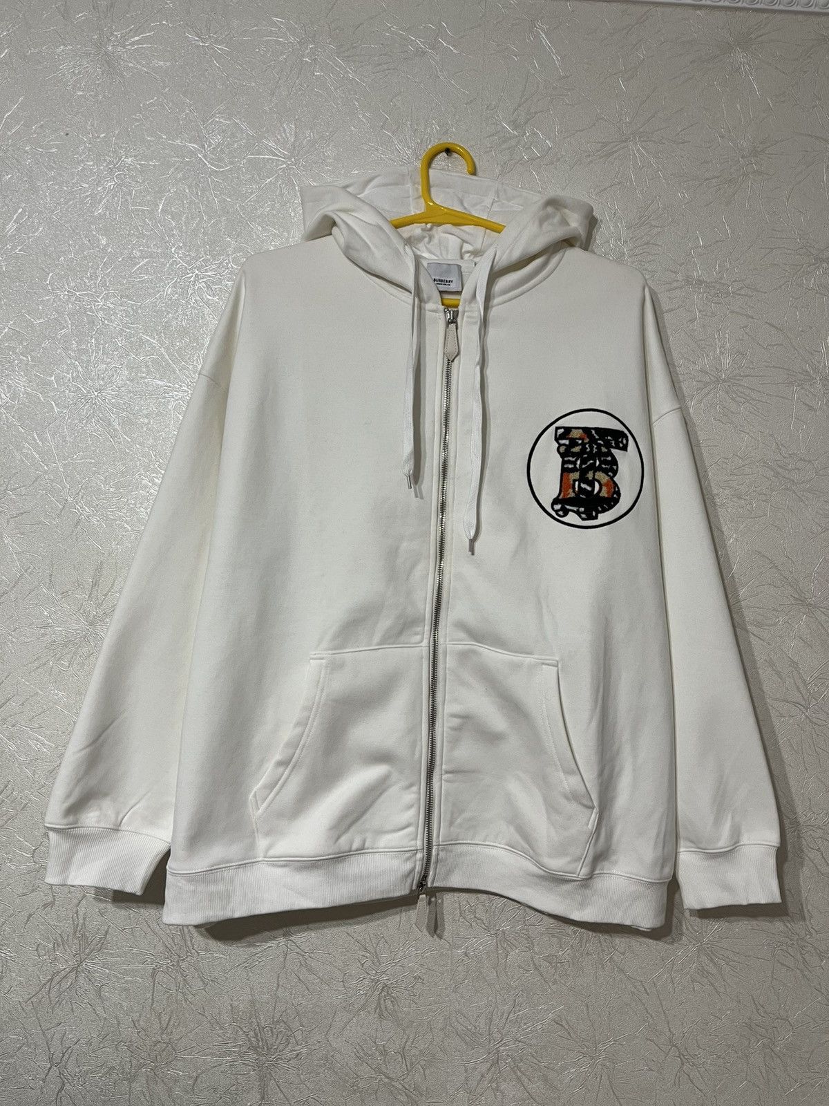 Burberry Burberry TB Monogram Motif White Zip Up Hoodie Size L Size US L / EU 52-54 / 3 - 1 Thumbnail
