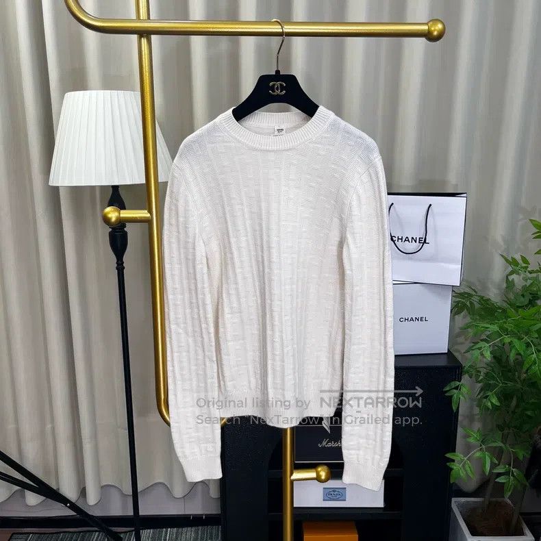Hermes Hermes White Printed Logo Knit Sweater Size XS / US 0-2 / IT 36-38 - 4 Thumbnail