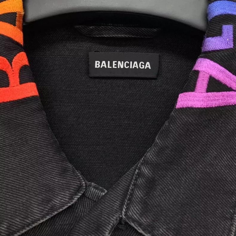 Balenciaga Balenciaga Color-embroidered logo denim jacket 2505-Nextar Size US M / EU 48-50 / 2 - 2 Thumbnail