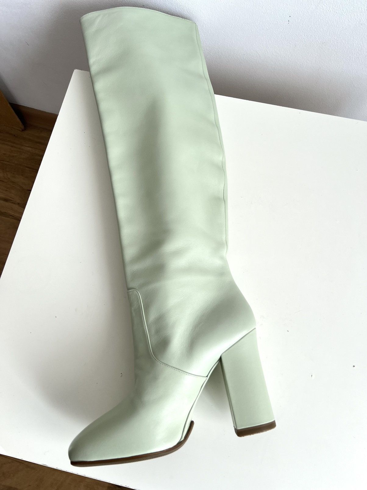 Dries Van Noten 🔥F/W20 Dries Van Noten Knee High Mint Calf Leather Boots Size US 9 / IT 39 - 17 Thumbnail