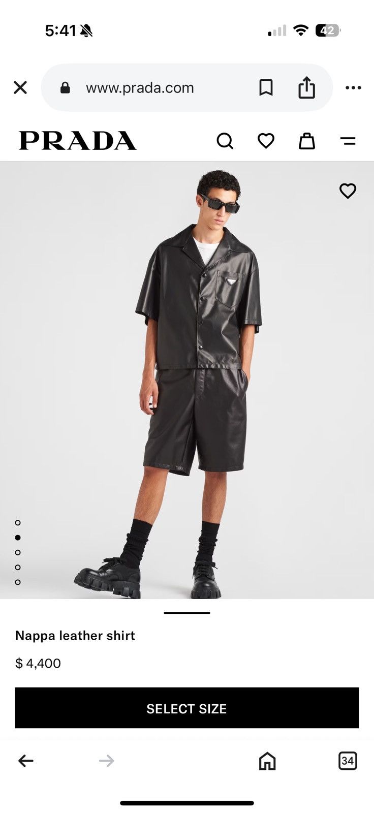 Prada Prada Set - HOLY GRAIL🏆: Size 52 Nappa Leather Shirt + Short Size US L / EU 52-54 / 3 - 24 Thumbnail