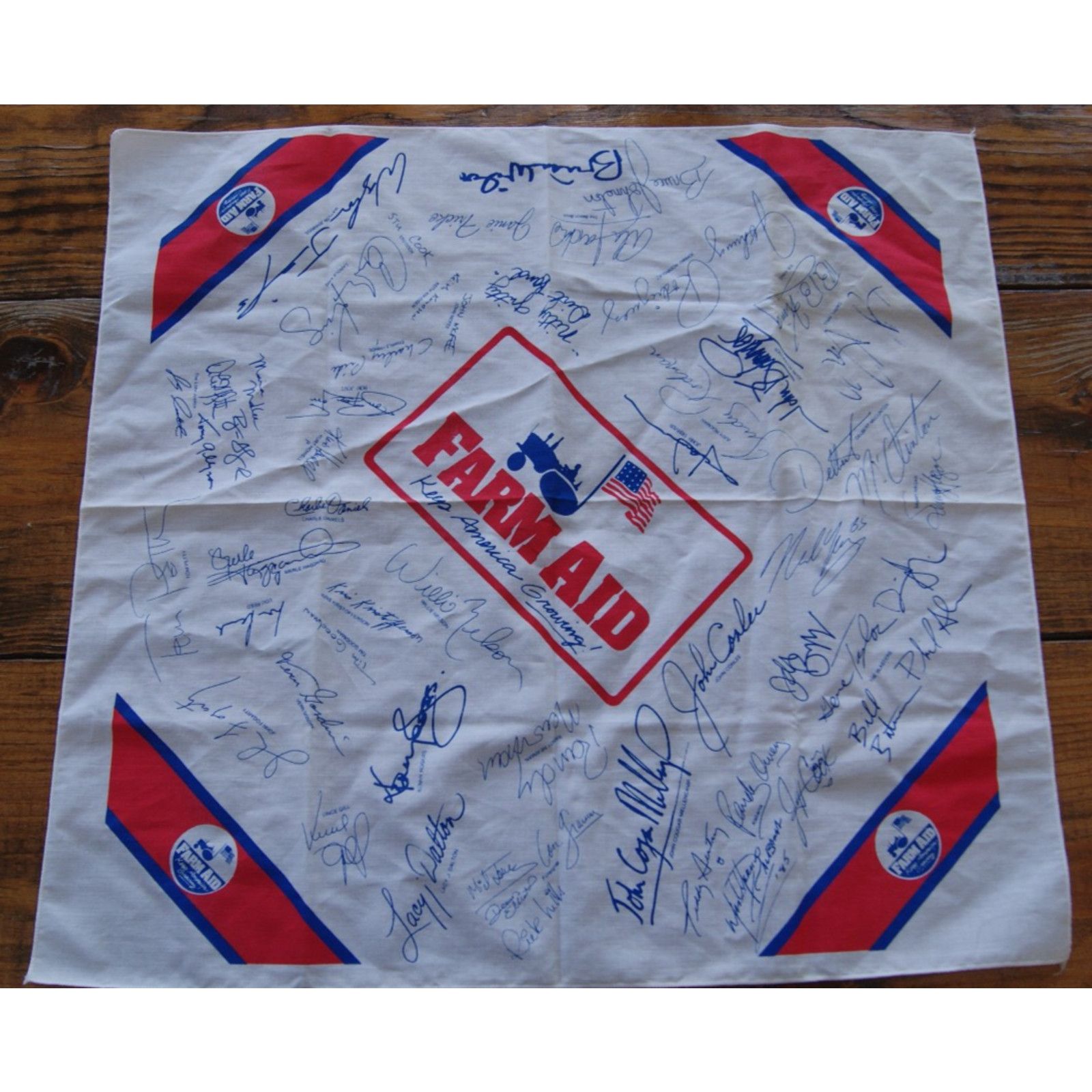 Vintage VTG Farm Printed Autographs Scarf Handkerchief Size ONE SIZE - 1 Thumbnail
