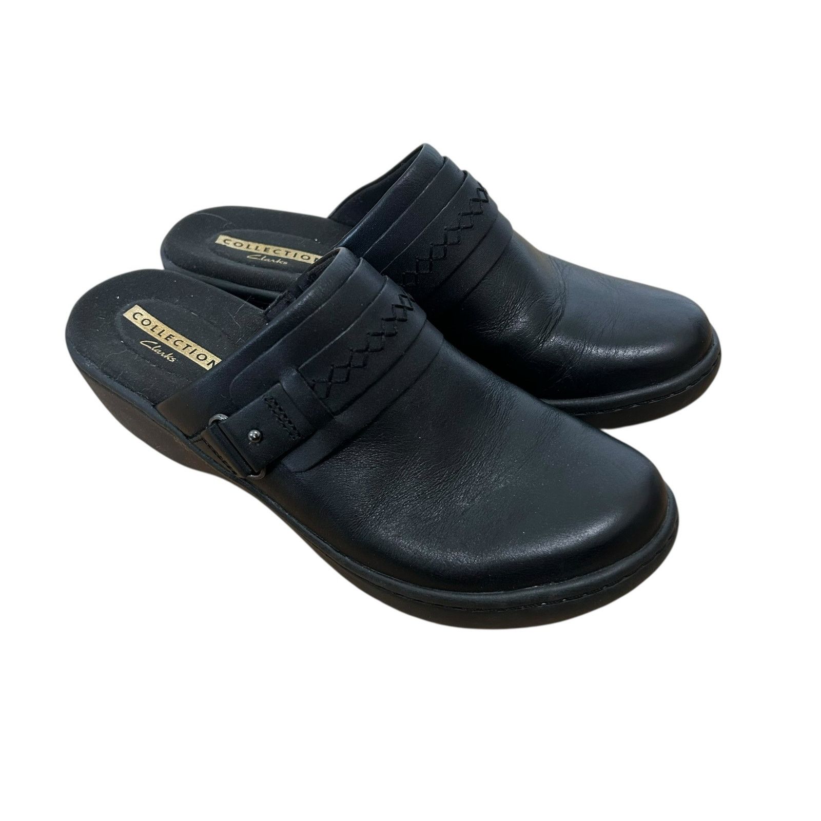 Clarks Clarks Collection Delana Amber Black Leather Slip On Clogs 7 Size US 7 / IT 37 - 1 Thumbnail