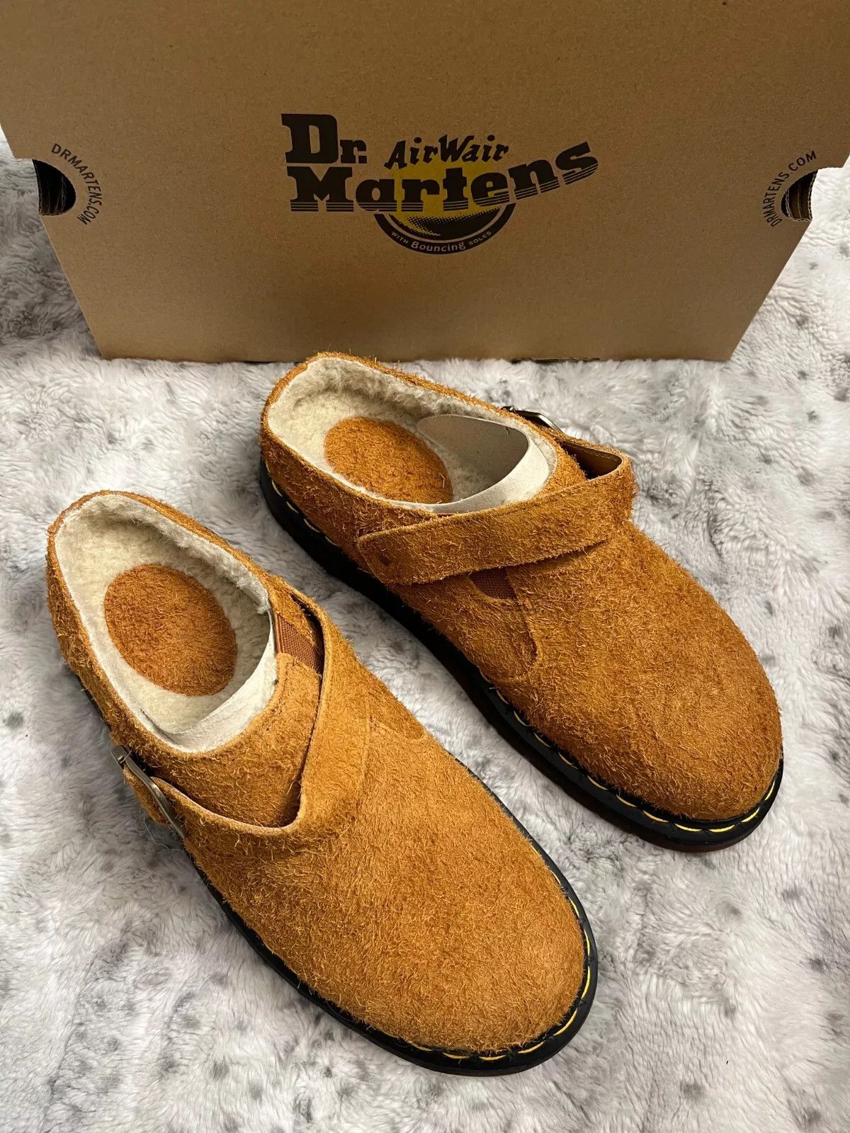 Dr. Martens DR. MARTENS ISHAM Faux Shearling Lined Suede Slingback Mules Size US 9 / EU 42 - 6 Thumbnail