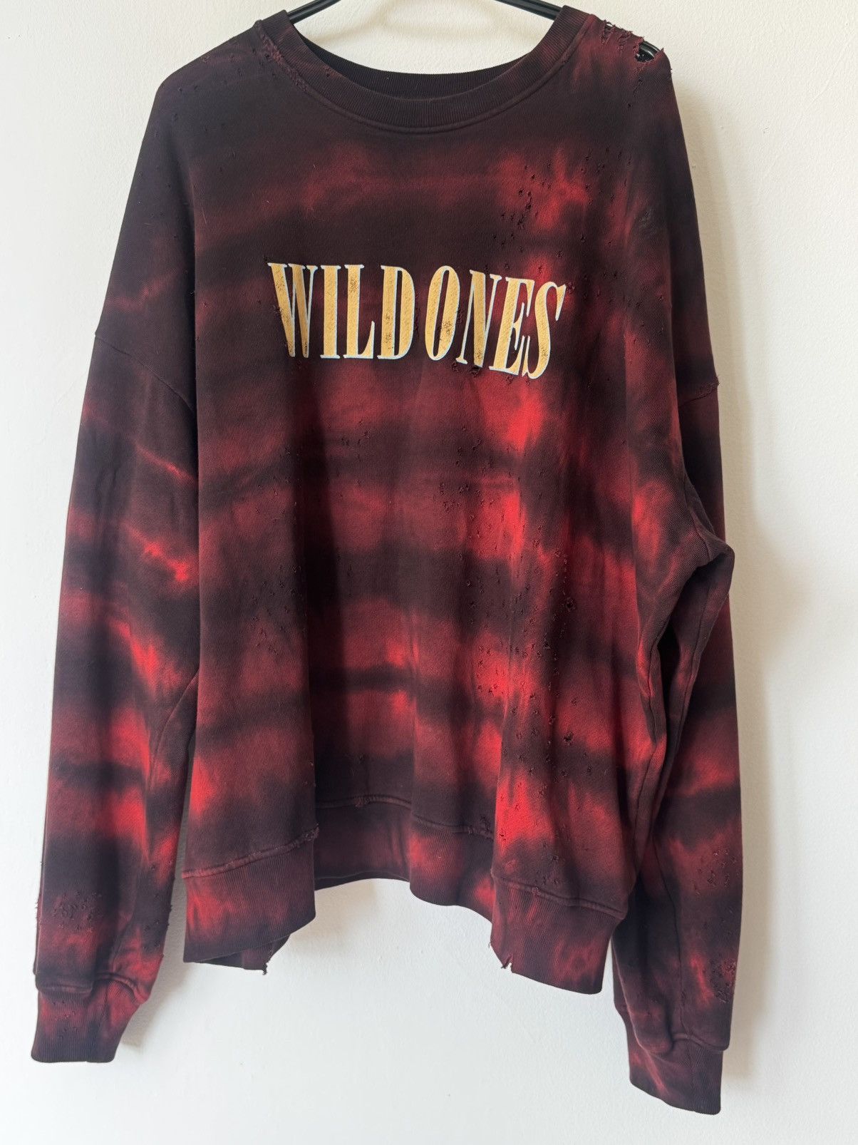 Amiri AMIRI Wild Ones Distressed Sweatshirt Red L Size US L / EU 52-54 / 3 - 1 Thumbnail