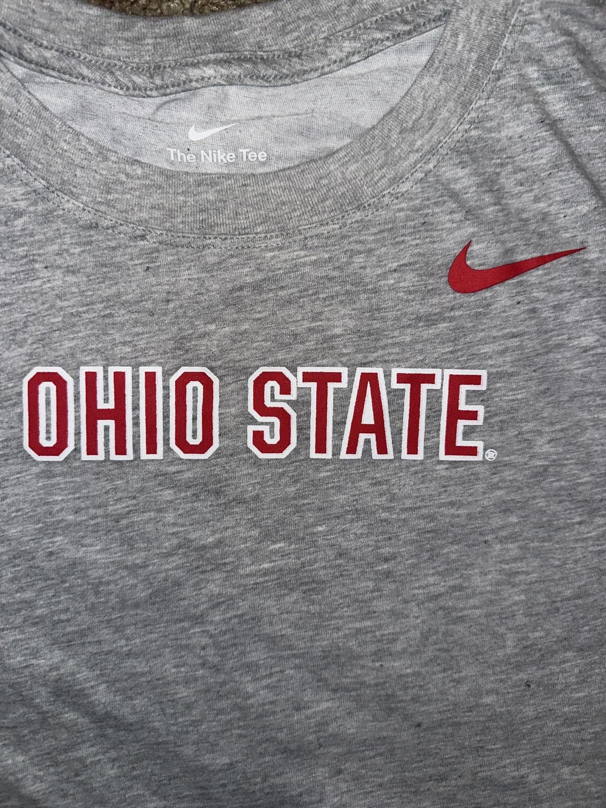 Nike Nike Women's Ohio State Buckeyes Wordmark Cropped Grey T-Shirt Size L / US 10 / IT 46 - 4 Thumbnail