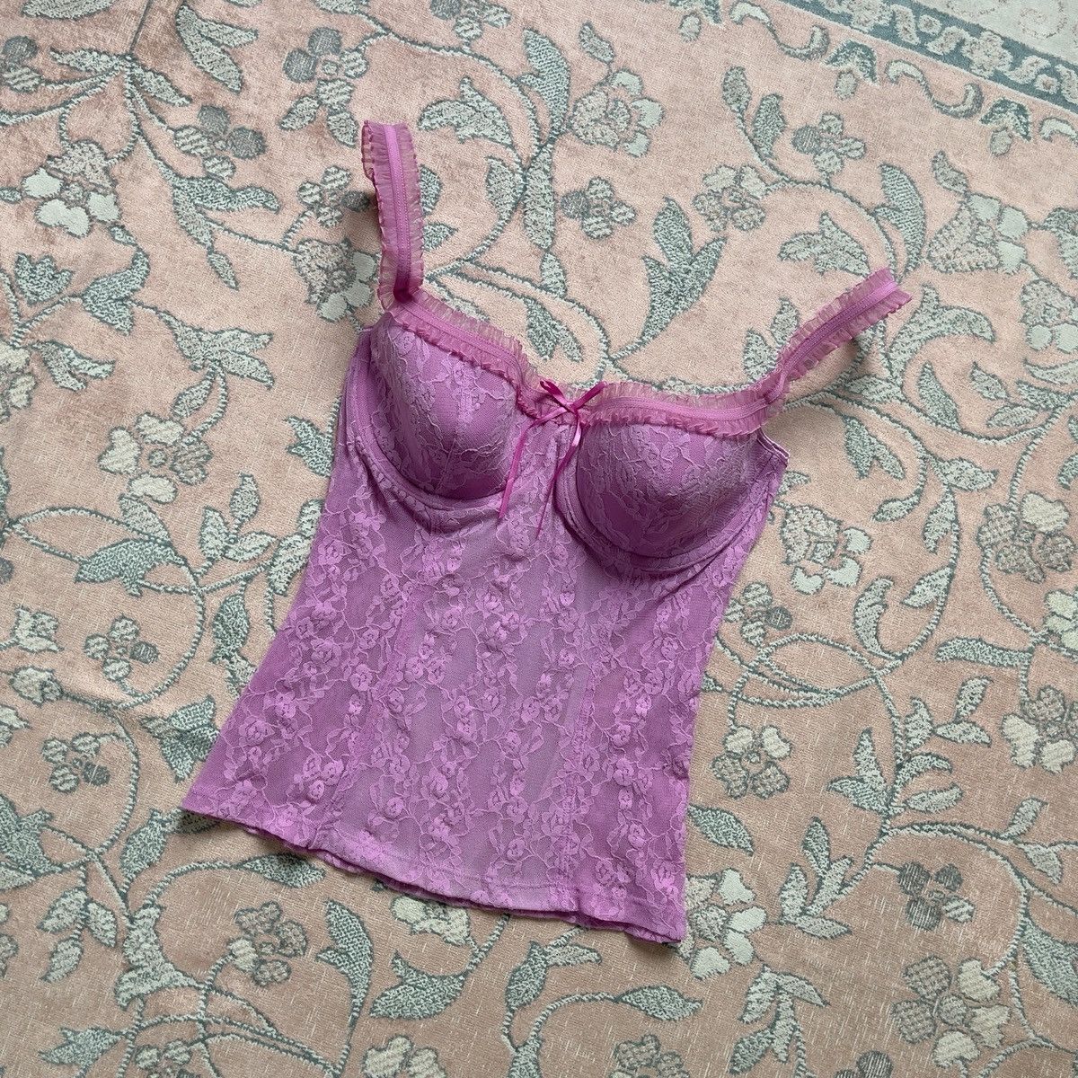 Victoria's Secret Victoria’s Secret Purple Floral Lace Bustier Top (S–M) Size M / US 6-8 / IT 42-44 - 5 Thumbnail