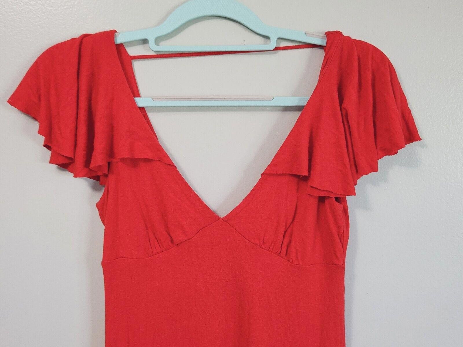 Armani Exchange Armani Exchange Dress Medium Low Back Red V Neck Cap Flutter Size M / US 6-8 / IT 42-44 - 4 Thumbnail