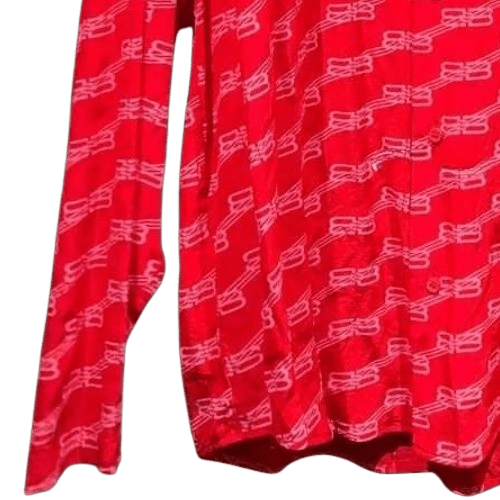 Balenciaga o1w1db11224 BB Monogram Minimal Shirt Large Fit in Red Size L / US 10 / IT 46 - 3 Thumbnail