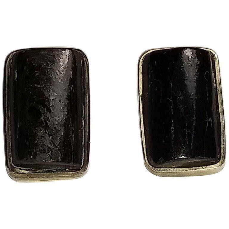 Designer Alberto Juan Mexican Sterling Silver Modern Jet Earrings Size ONE SIZE - 1 Thumbnail