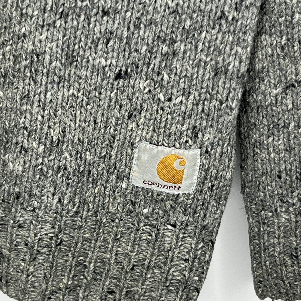 Carhartt × Carhartt Wip × Vintage Carhartt Anglistic Wool Sweater Knitwear Jumper Grey Y2K Size US XL / EU 56 / 4 - 2 Thumbnail