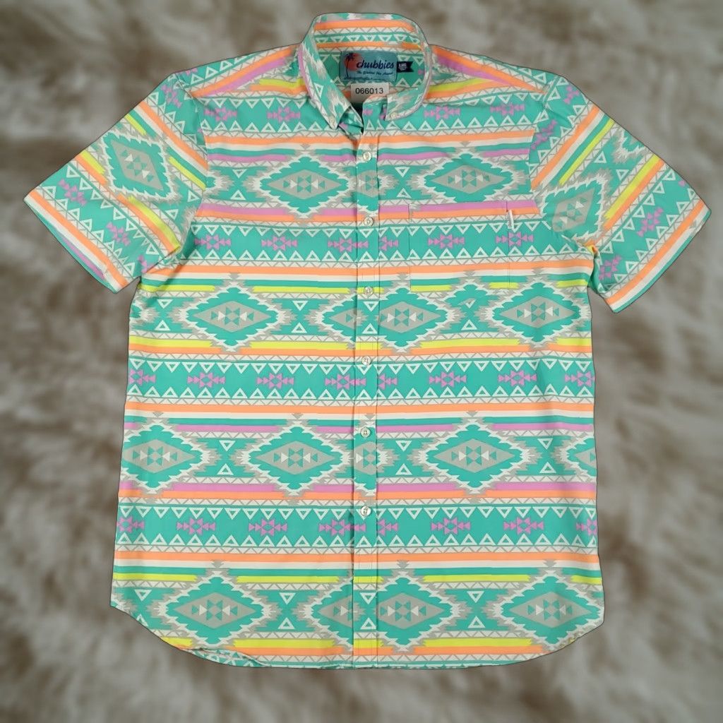 Chubbies Chubbies Polo Shirt Mens XL Turquoise Geometric Print Short Sleeve Polo Shirt Mens XL Turquoise Geometric Print Short Sleeve Size US XL / EU 56 / 4 - 1 Thumbnail