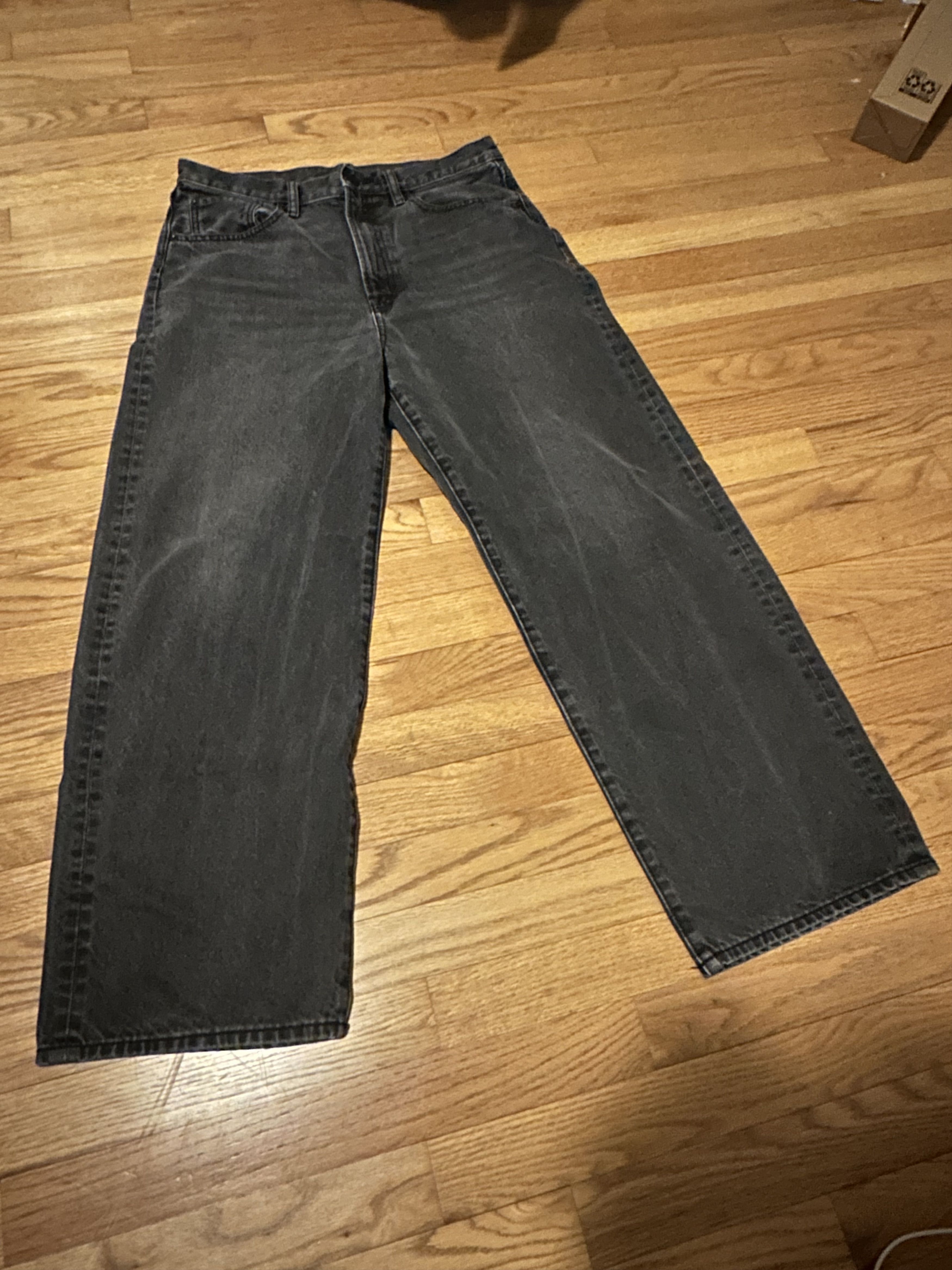 GU GU Dark Gray Oversized/Baggy Men's Jeans (from Japan) Size US 31 - 2 Thumbnail
