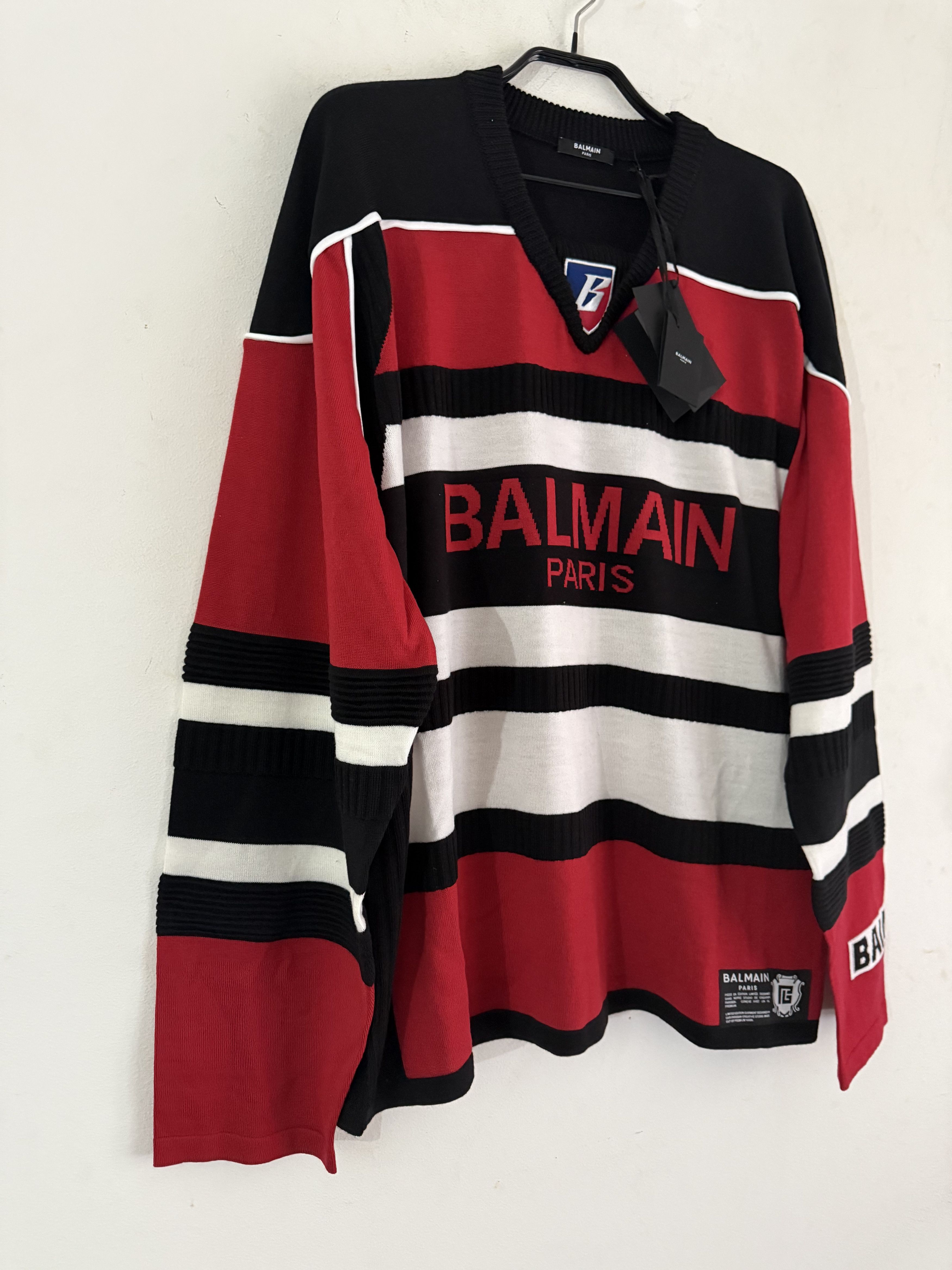 Balmain Balmain Red B-Sporty Sweater Size US L / EU 52-54 / 3 - 3 Thumbnail