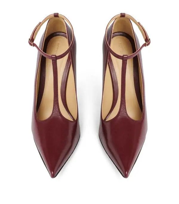 Bottega Veneta o1bcso1str0924 Punta T-Bar Pump in Burgundy Size US 10 / IT 40 - 2 Thumbnail