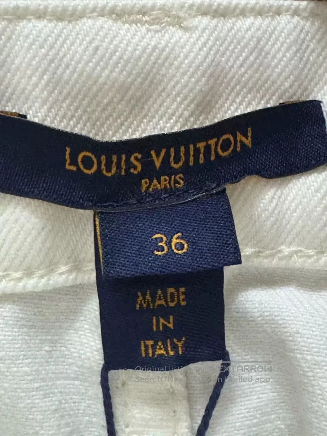 Louis Vuitton LV White Monogram Pocket Denim Skirt. Size 35" - 5 Thumbnail