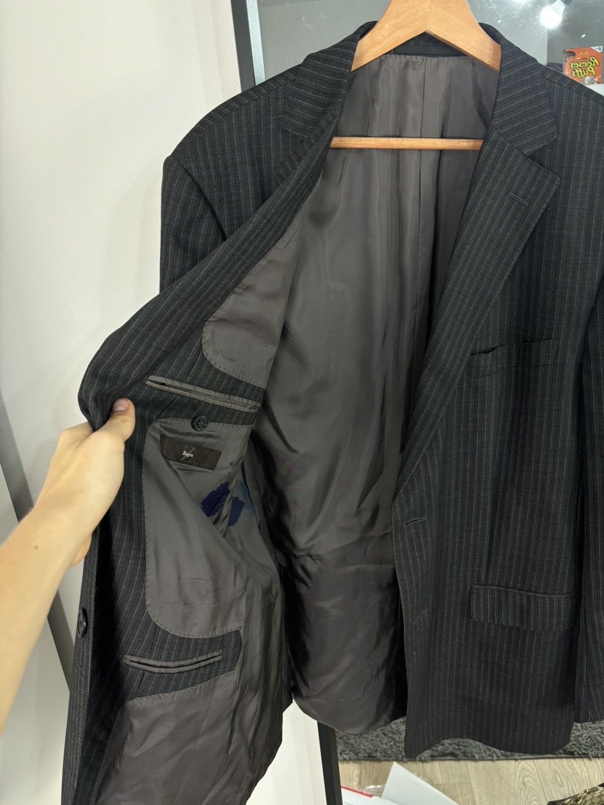 Ermenegildo Zegna × Z Zegna Vintage 90s Striped Blazer Jacket Zegna Luxury Elegant Suit Size 40R - 8 Thumbnail