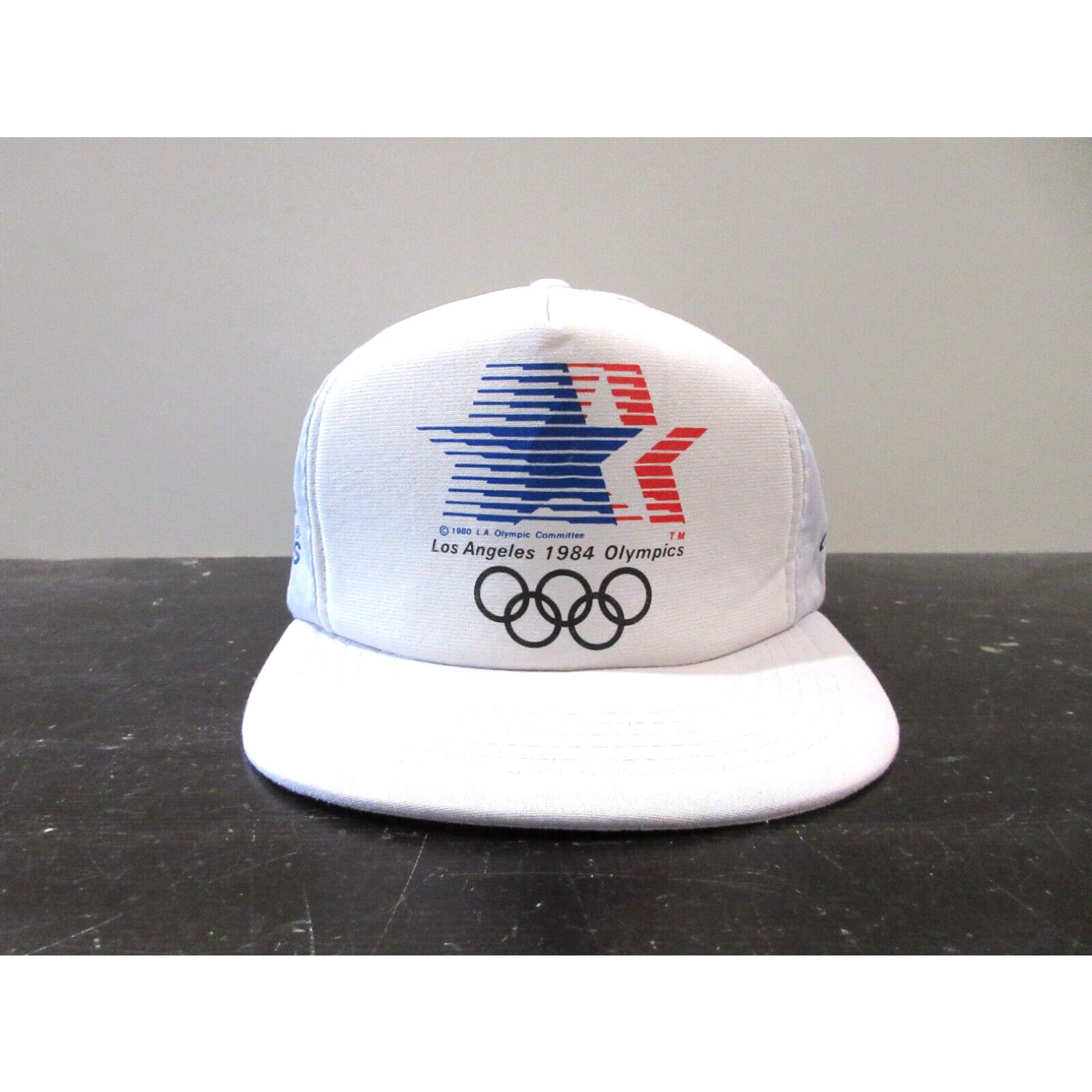 image of Vintage Adidas Hat Cap Snap Back White Los Angeles Olympics Trucker Mens80's