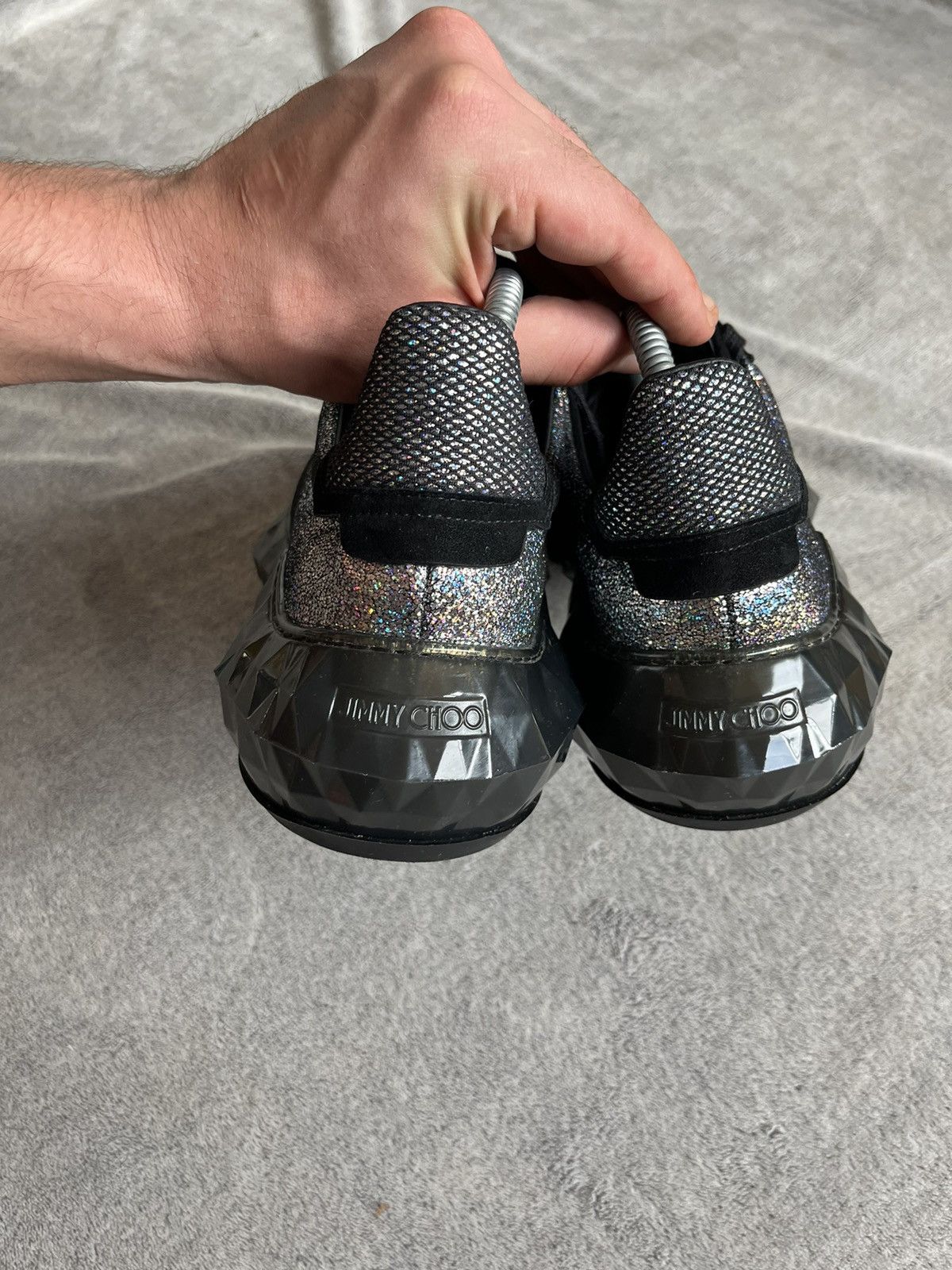 Designer × Jimmy Choo Jimmy Choo Diamond Sneakers Black Glitter Luxury Italy Size US 8 / EU 41 - 6 Thumbnail
