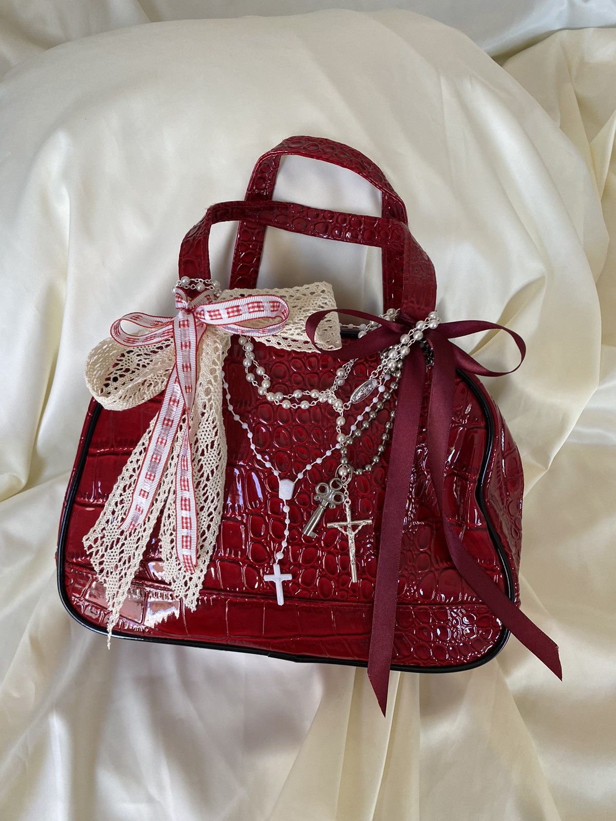 Vintage Vintage red coquette shoulder bag Size ONE SIZE - 4 Thumbnail