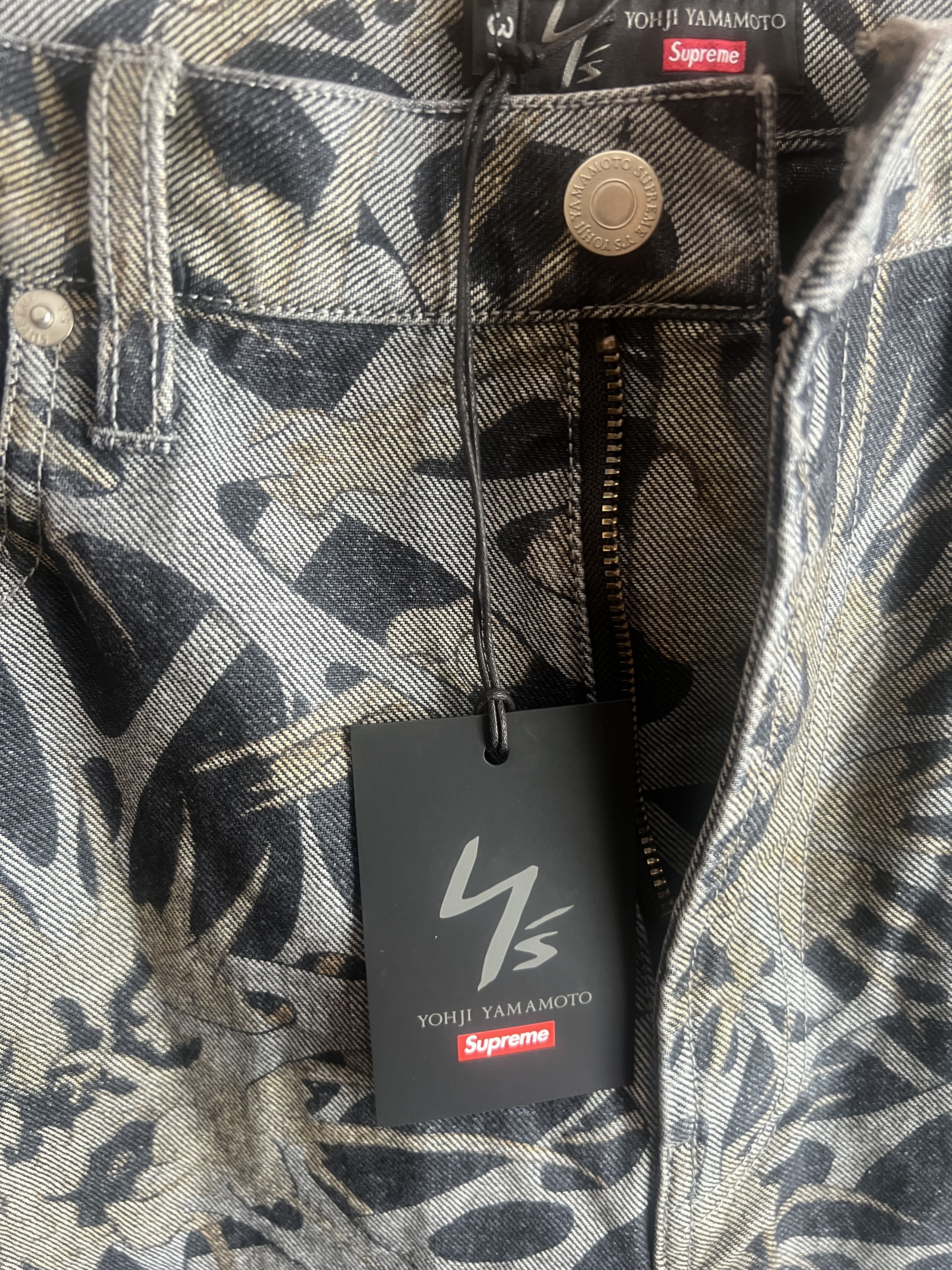 Supreme × Yohji Yamamoto Black Baggy Jeans (Skull Print) Size US 34 / EU 50 - 4 Thumbnail