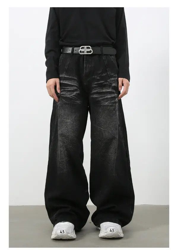 VIBE American high street stitching washed distressed loose jeans Size US 32 / EU 48 - 2 Thumbnail