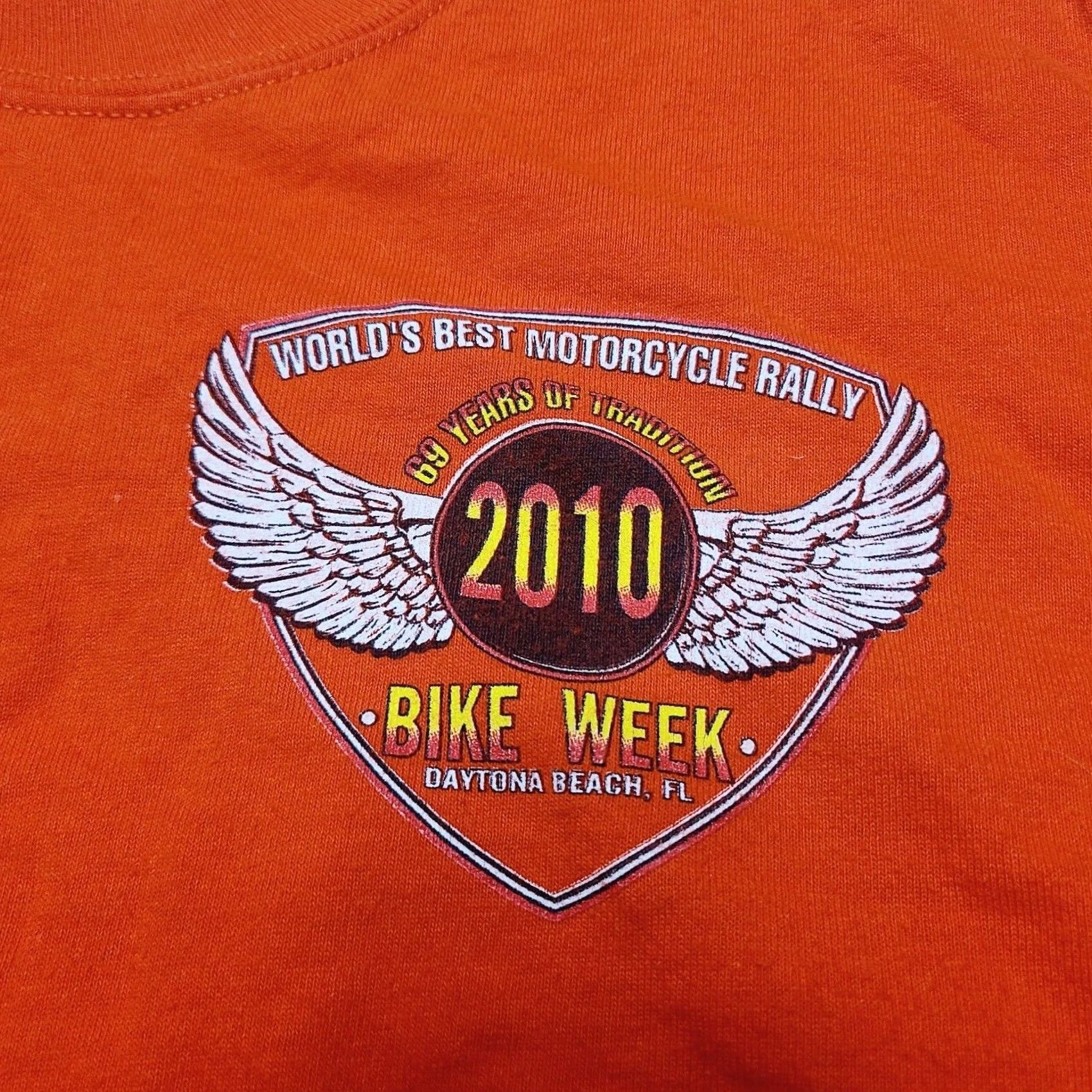 Jerzees Daytona Beach 2010 Bike Week Long Sleeve T Shirt Men S Orange Flames Shirt Mens Size US S / EU 44-46 / 1 - 3 Thumbnail