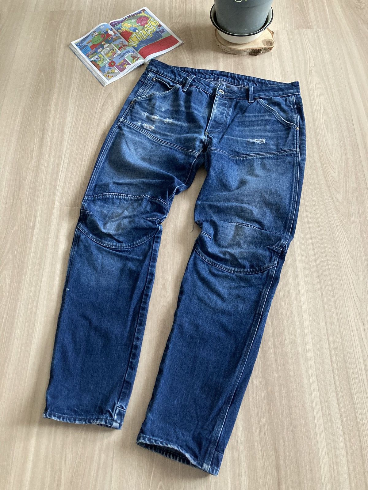 G-Star Vintage G-Star Raw 3D Low Tapered Denim Dirty Pants Jeans Size US 34 / EU 50 - 5 Thumbnail