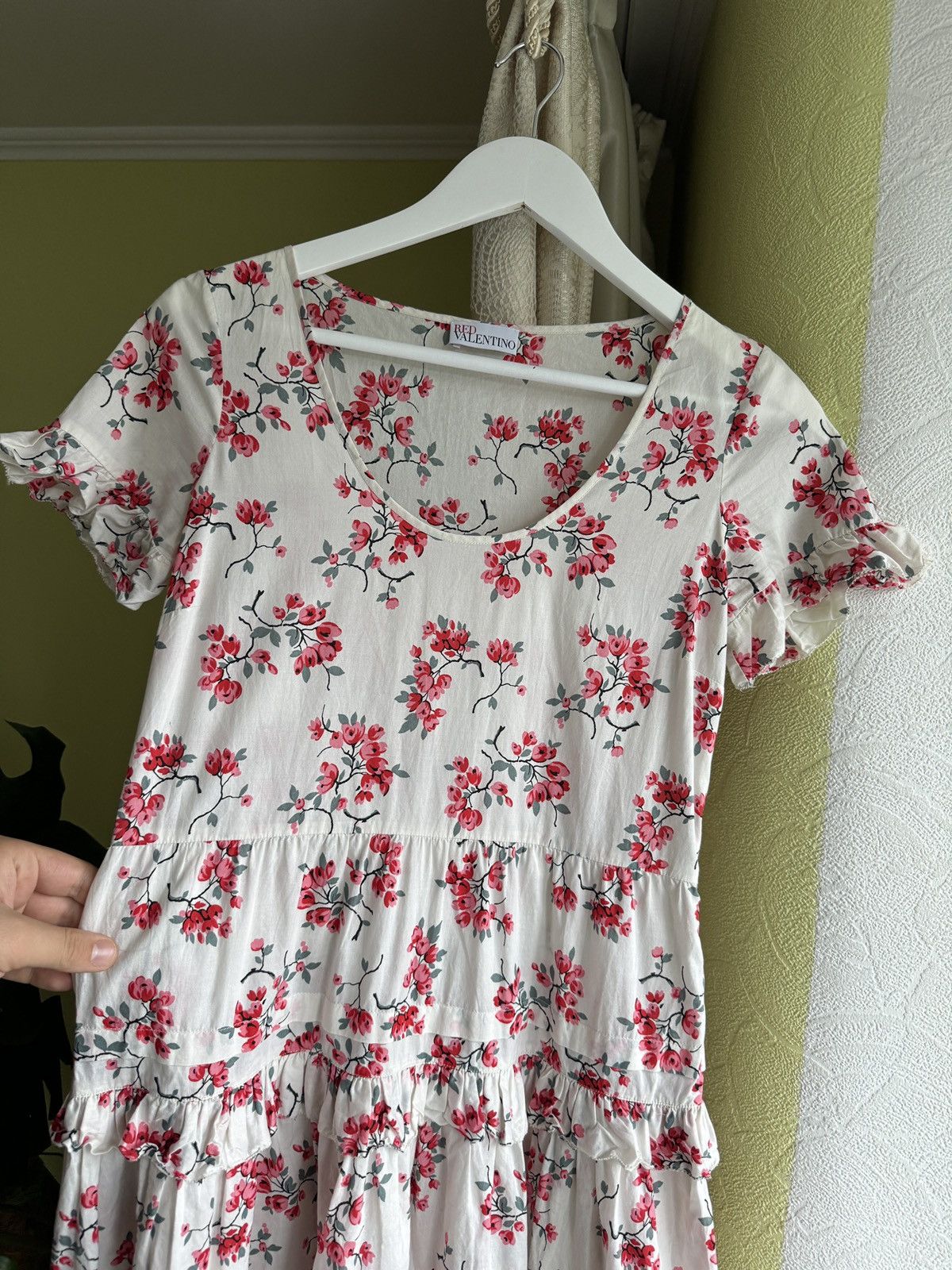 RED Valentino RED Valentino Cotton Floral Dress Cherry Blossoms Print Size S / US 4 / IT 40 - 7 Thumbnail