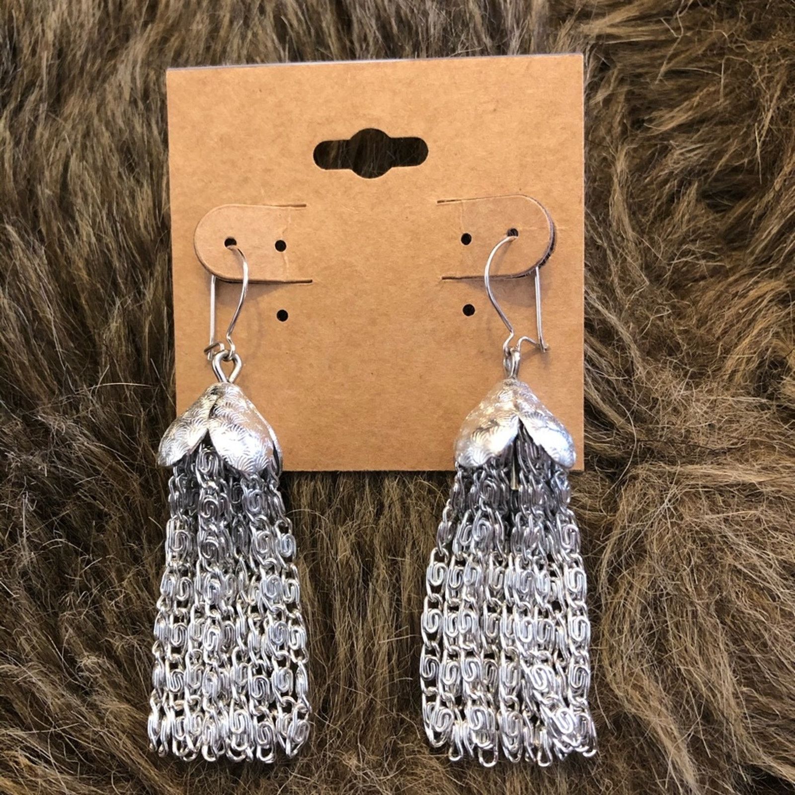 Vintage Vintage silver S chain capped tassel earrings Size ONE SIZE - 2 Thumbnail