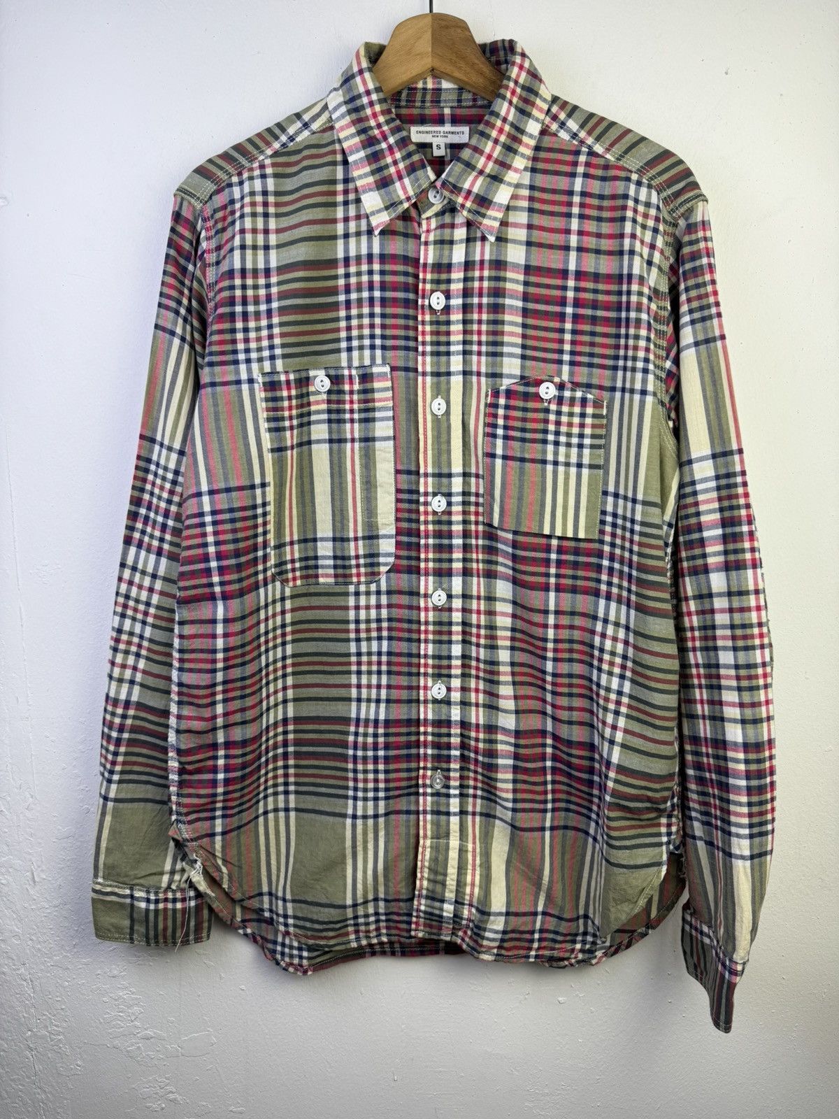 Engineered Garments Engineered Garments Madras Cotton patchwork work shirt Size US S / EU 44-46 / 1 - 1 Thumbnail