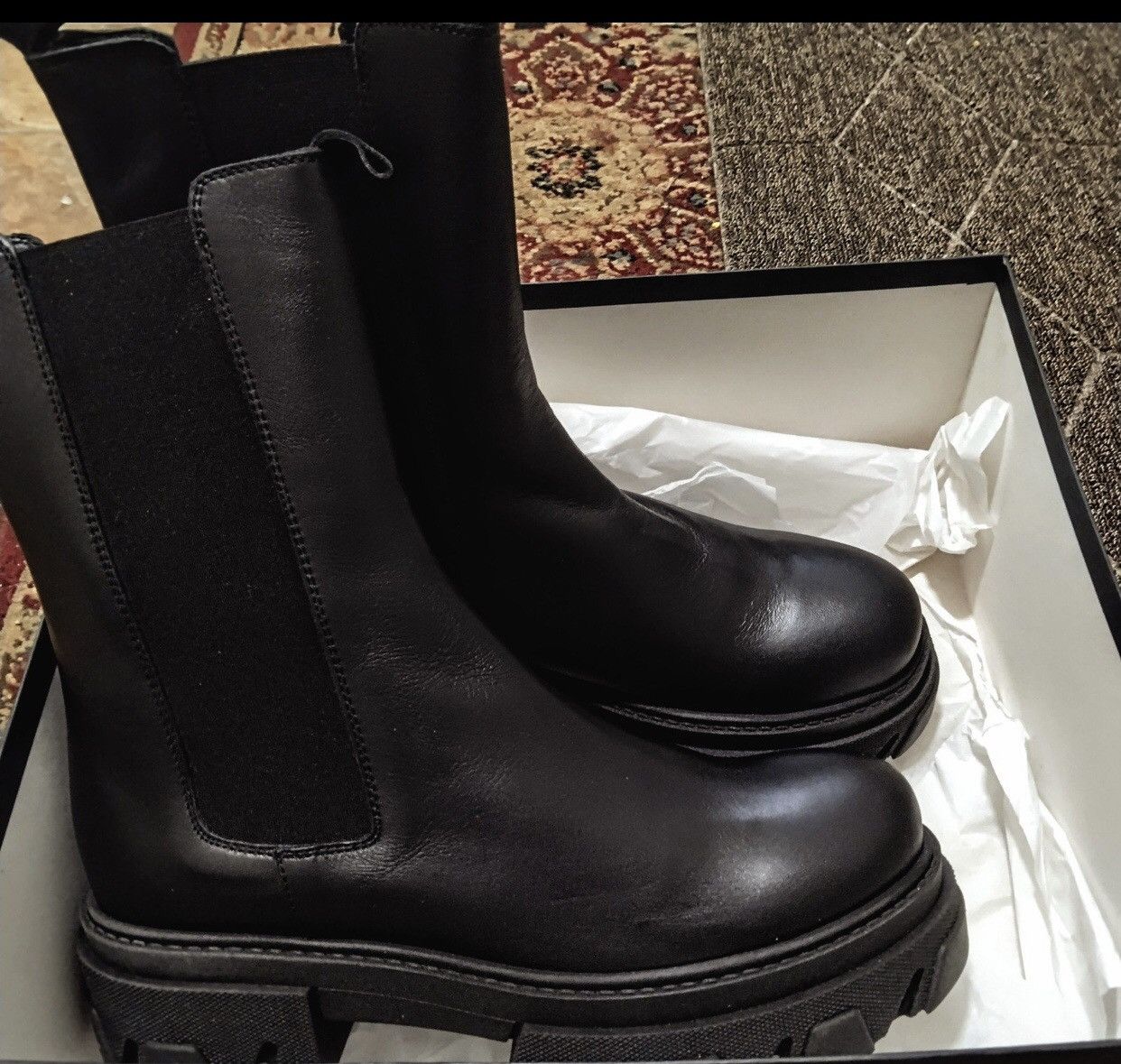 8 by YOOX Made in Italy by 8 Gothic black leather size 10.5/11 Size US 10.5 / IT 40.5 - 4 Thumbnail