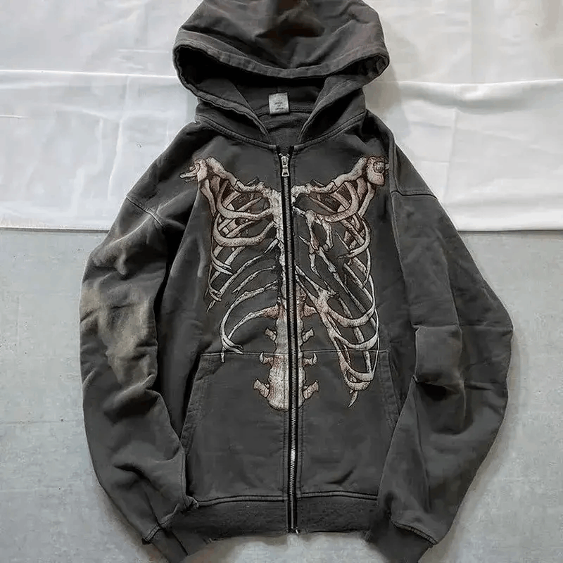 Japanese Brand × Vintage Punk Zip Up Hoodie Gothic Style Skeleton Jackets Size US M / EU 48-50 / 2 - 1 Thumbnail