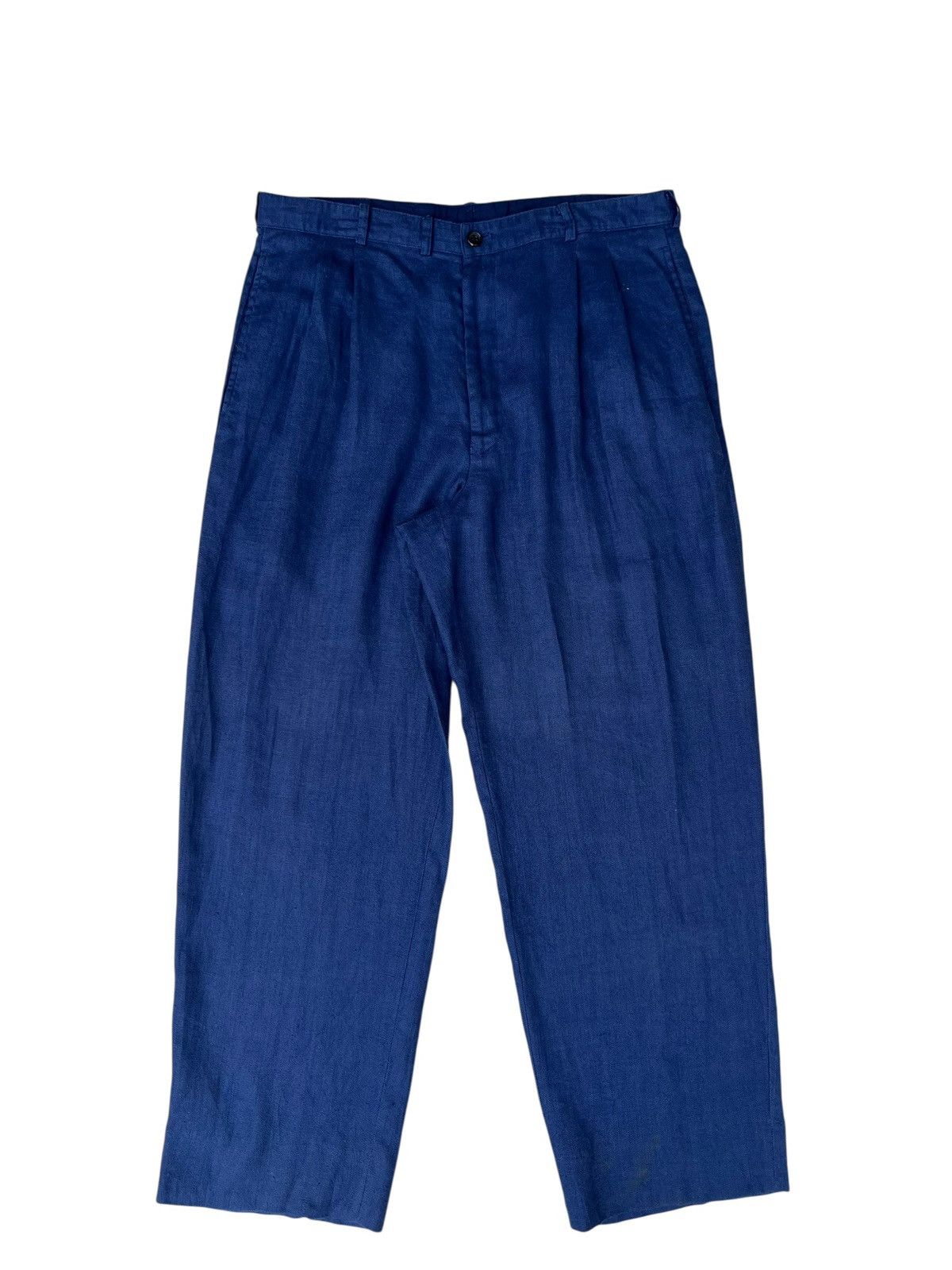 Mademoiselle Non Non Papas Japan 100% Linen Baggy Trouser Pant Blue Size US 34 / EU 50 - 1 Thumbnail