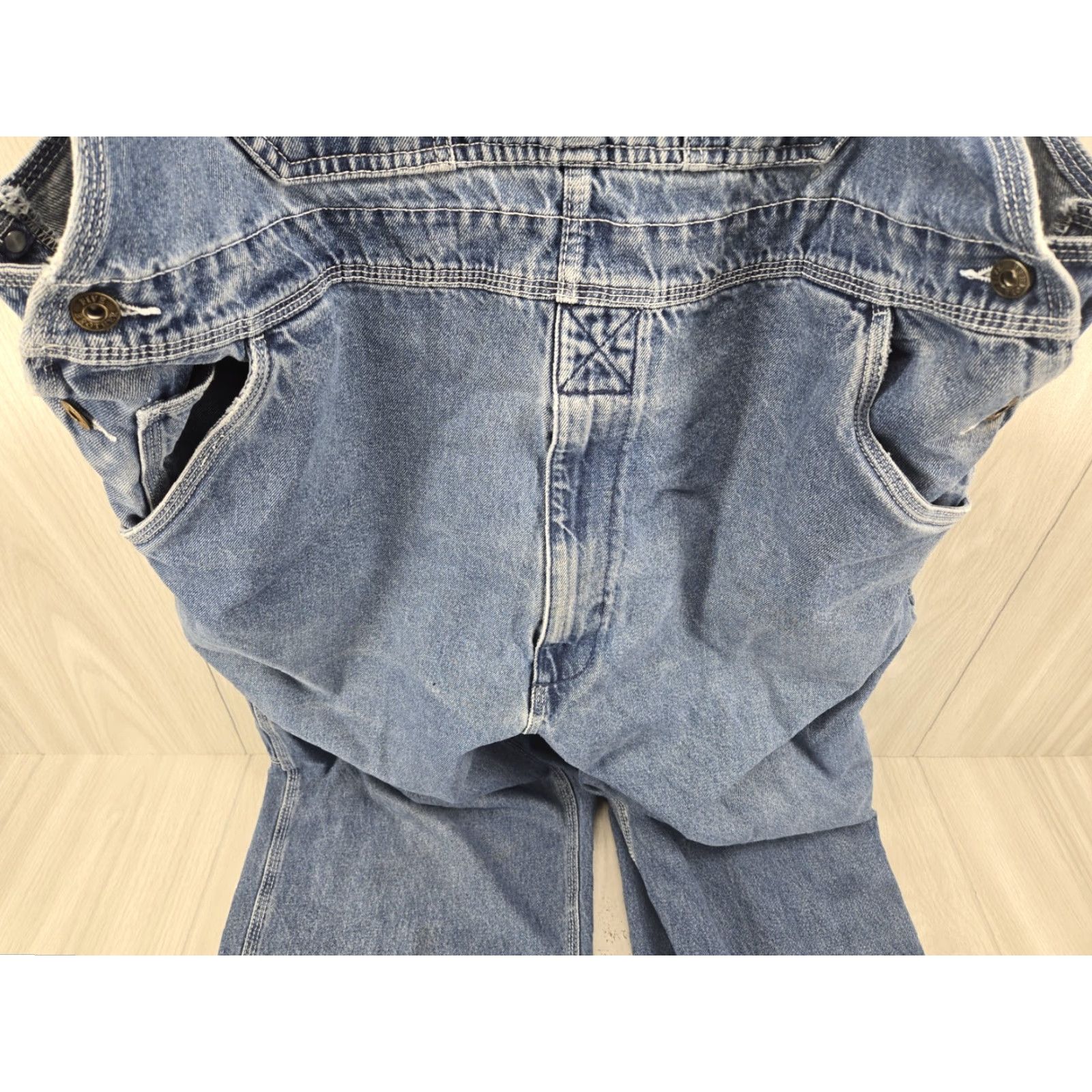 Denime Five Brother Bib Overalls Men Denim Workwear 42x29 Blue Jeans Retro 90s Mens Size US 42 / EU 58 - 5 Thumbnail