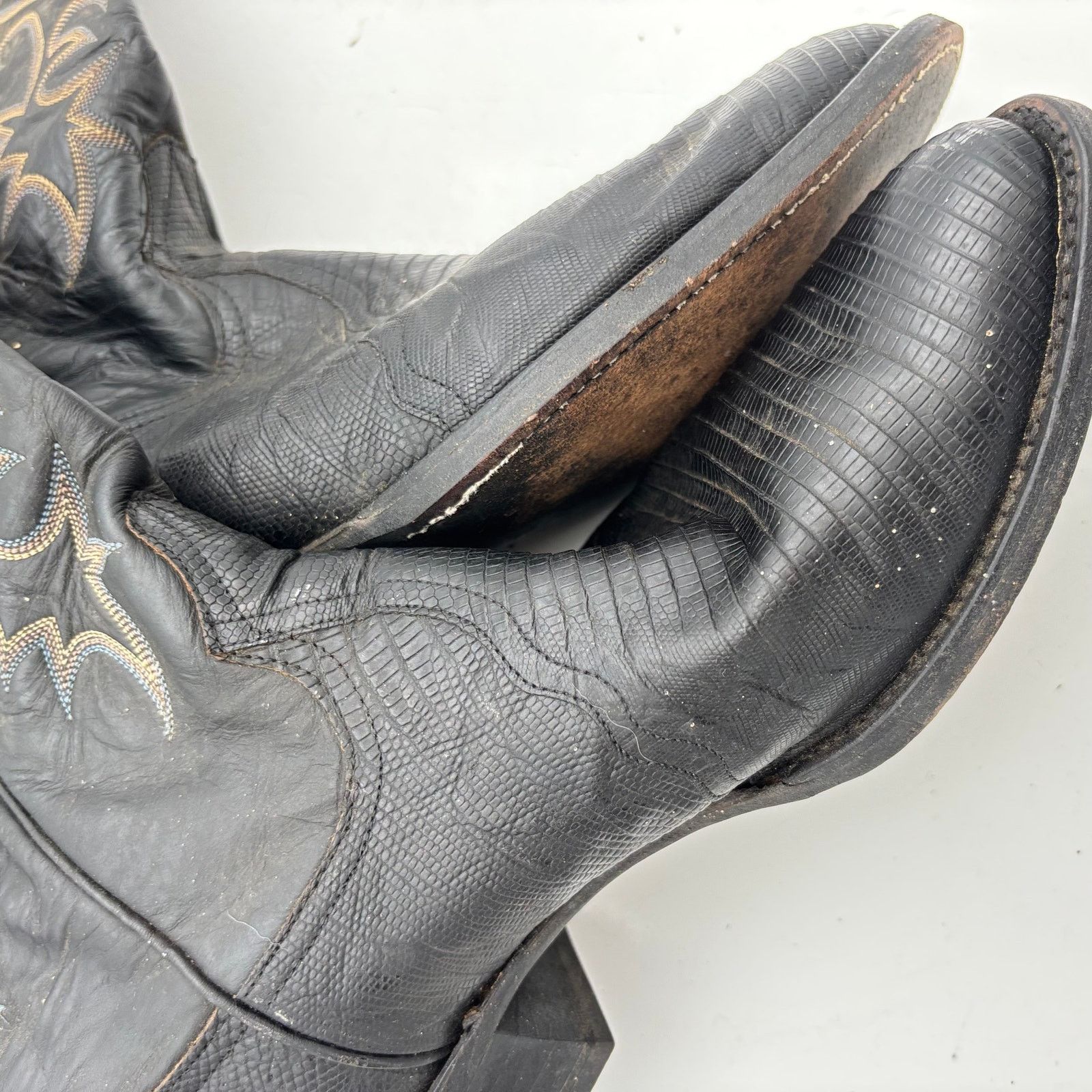 Larry Mahan Vintage 80s Larry Mahan Cowboy Boots Western Lizard 10 D Size US 10 / EU 43 - 14 Thumbnail