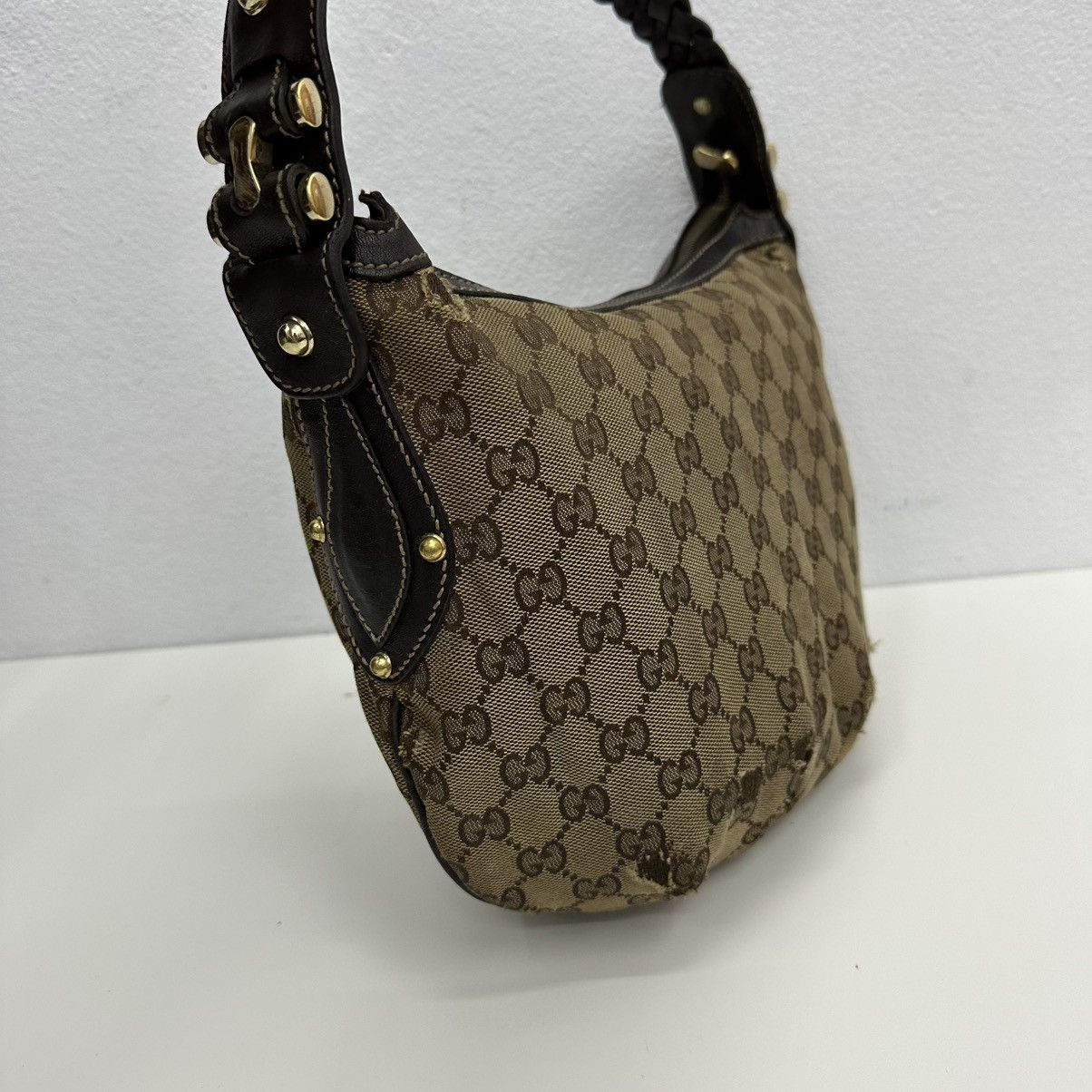 Gucci ‼️LASTDROP‼️ AUTHENTIC GUCCI GG MONOGRAM STUDDED HOBO BAG Size ONE SIZE - 5 Thumbnail