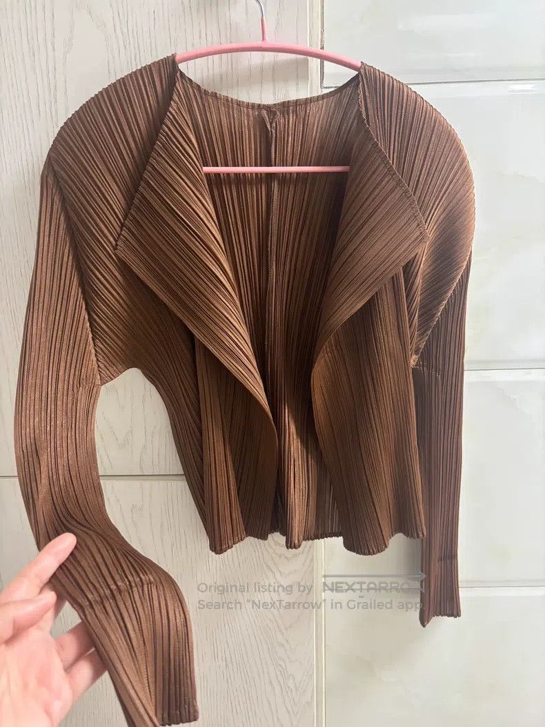 Issey Miyake Issey Miyake Brown Short Cardigan Size L / US 10 / IT 46 - 2 Thumbnail