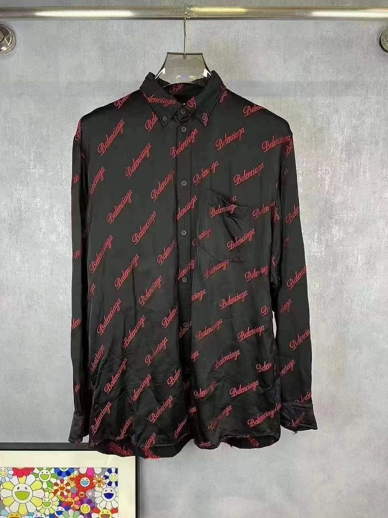 Balenciaga size 36 Bullet Screen Letter LOGO Silk Shirt