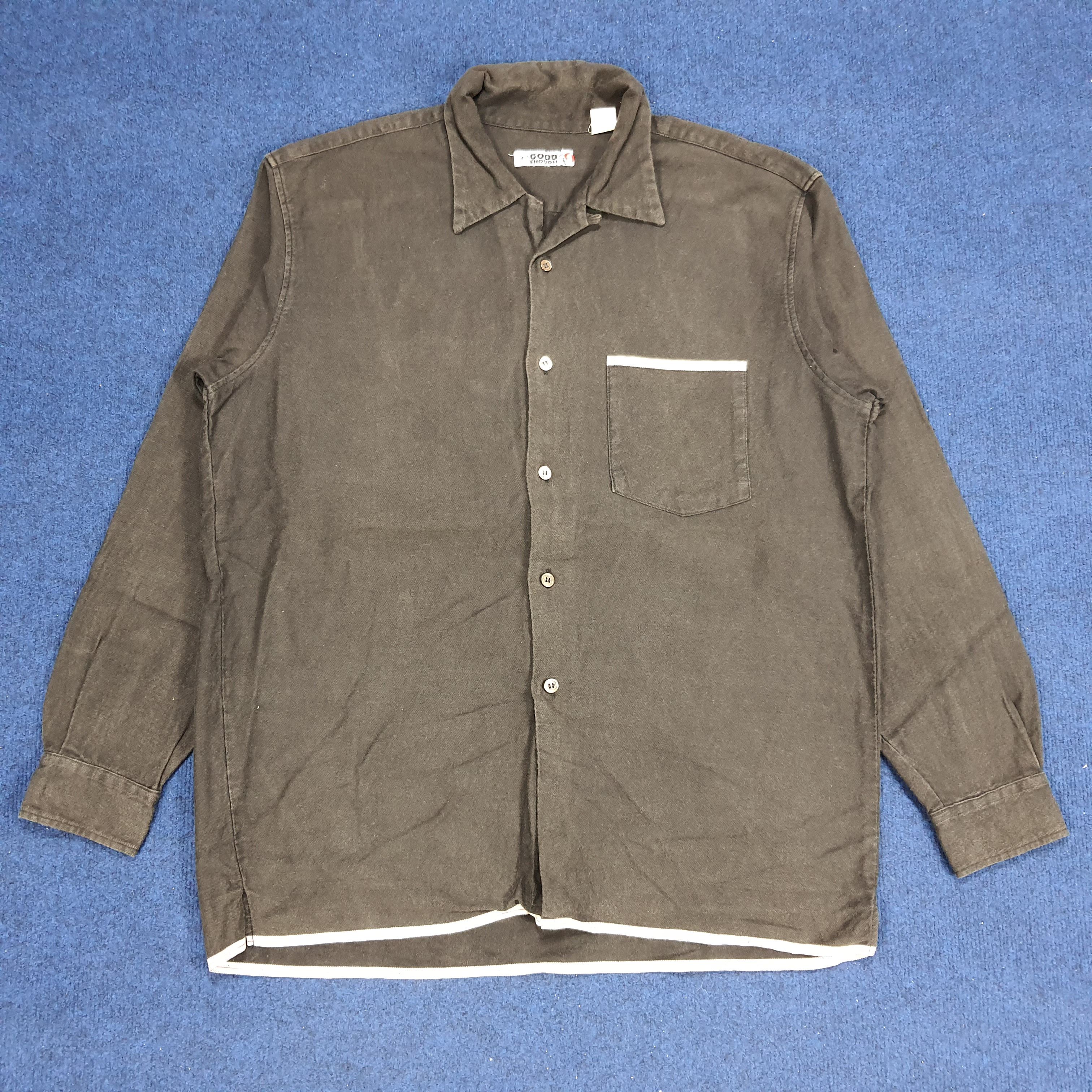 Good Enough × Japanese Brand × Vintage Vintage Good Enough Plain Long Sleeve Button Up Shirt Size US L / EU 52-54 / 3 - 1 Thumbnail