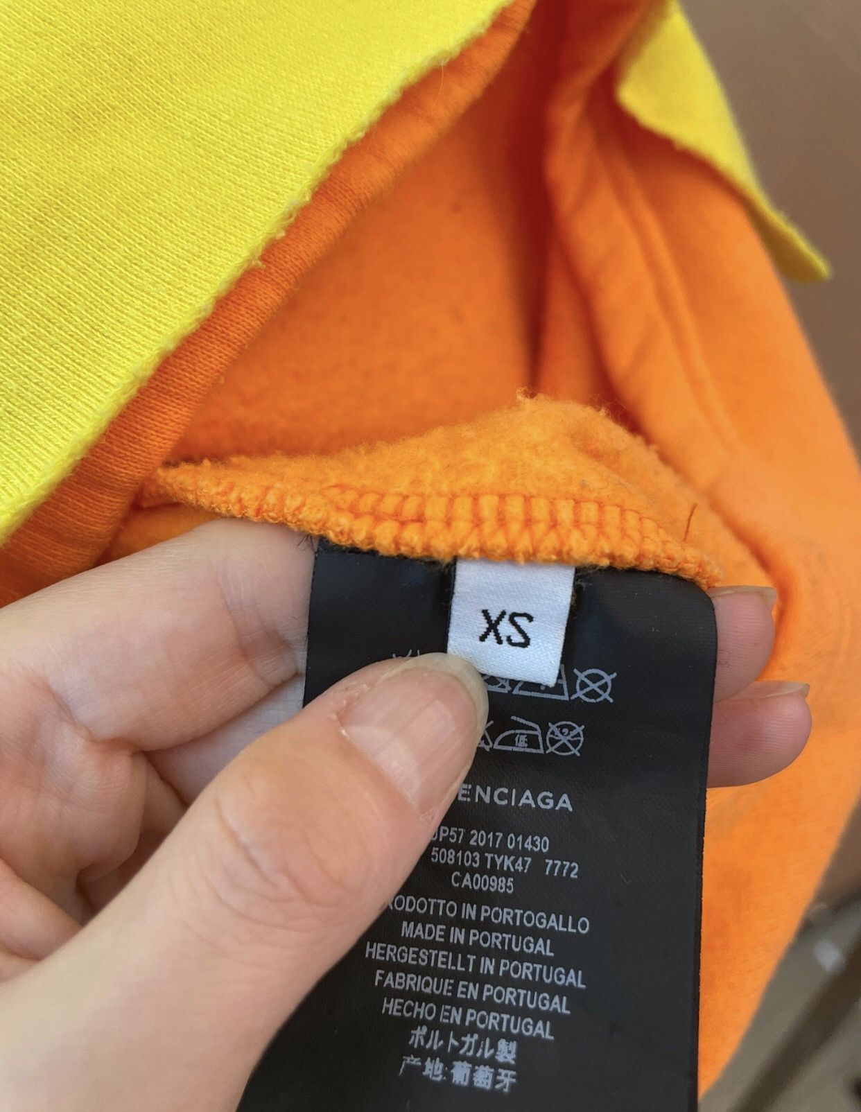 Balenciaga BALENCIAGA Hoodie Destruction Hoodie Orange Yellow Hoodie Size US XS / EU 42 / 0 - 5 Thumbnail