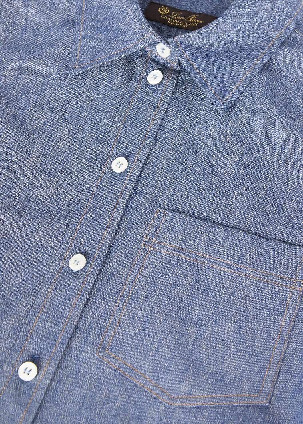 Loro Piana o1srvl11e0825 FAO4046 Roslyn Shirt in Blue Size S / US 4 / IT 40 - 7 Thumbnail