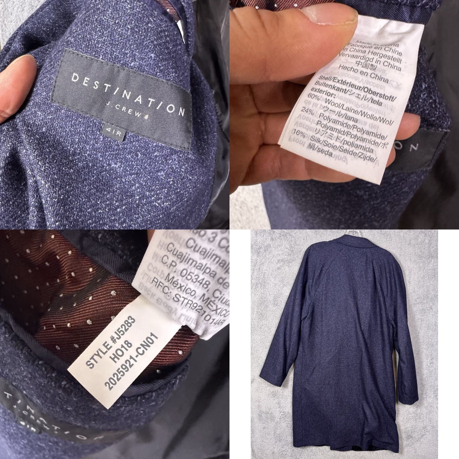 J.Crew J.CREW DESTINATION Overcoat Mens 41R Wool Trench Coat Geometric Long Casual City 90s Mens Size US XXS / EU 40 - 8 Thumbnail