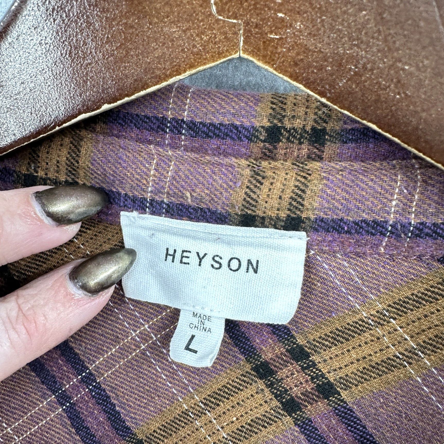 Vintage Heyson Flannel Shirt Womens Large Purple Plaid Button-Up Long Sleeve Dolman Business Casual Size L / US 10 / IT 46 - 7 Thumbnail