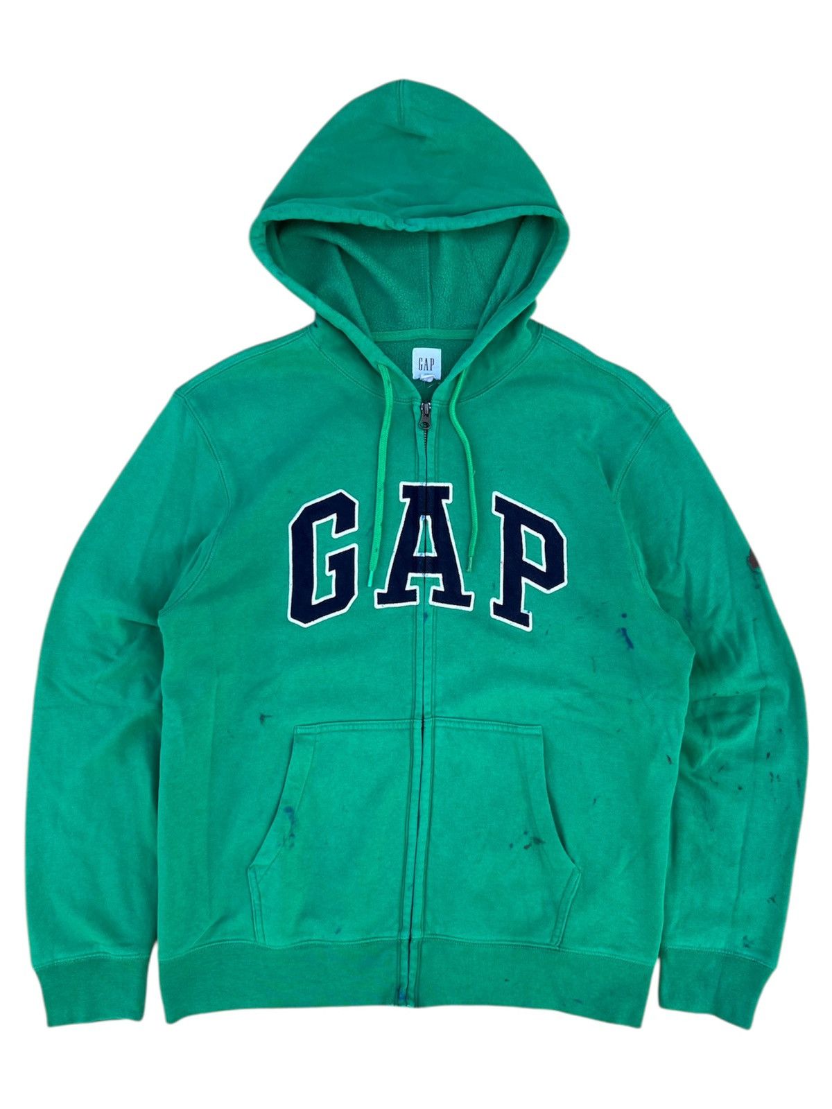 Gap Vintage Y2K Gap Green Painted Zip Up Hoodie Size US M / EU 48-50 / 2 - 1 Thumbnail