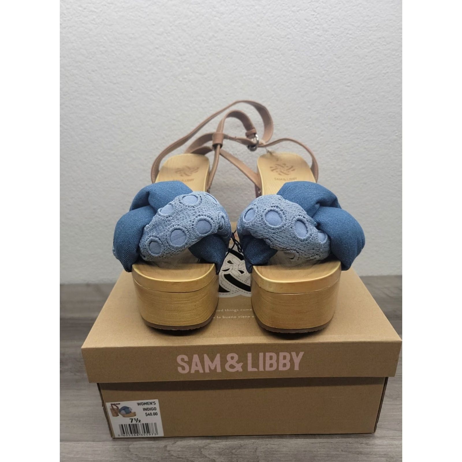 Vintage Sam Libby Platform Sandal Women's SIZE 7.5 Cassandra Puffy Indigo Heels Sandal Women 7.5 Indigo Platform Sam & Libby Womens Shoes Size US 8 / IT 38 - 5 Thumbnail