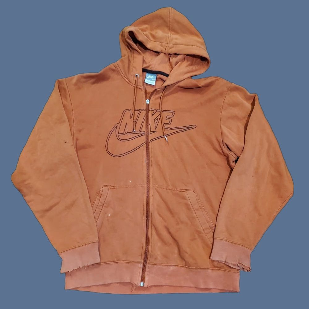 Nike Nike Hoodie Mens Medium Orange Full Zip Fleece Swoosh Logo Graphic Sweatshirt Size US M / EU 48-50 / 2 - 1 Thumbnail