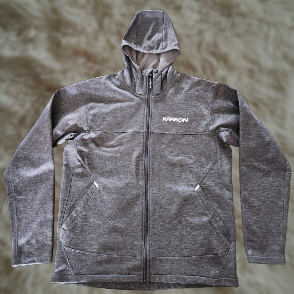 Carbon Karbon Full Zip Hoodie Sweatshirt Mens XL Heather Gray Ski Snowboard Activewear Size US XL / EU 56 / 4 - 1 Thumbnail