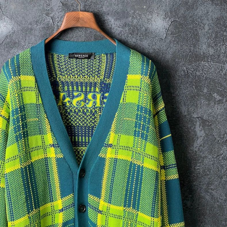 Versace Versace Letter-embroidered cotton knitted cardigan Size M / US 6-8 / IT 42-44 - 3 Thumbnail
